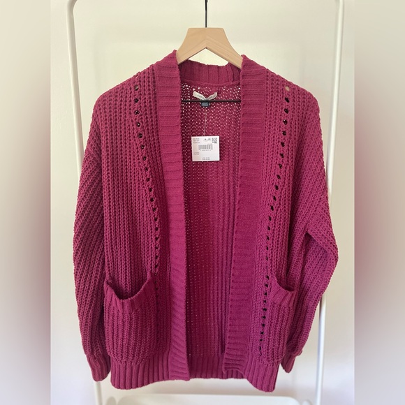 American Eagle Outfitters Sweaters - American Eagle Berry Pink Oversized Sweater Cardigan